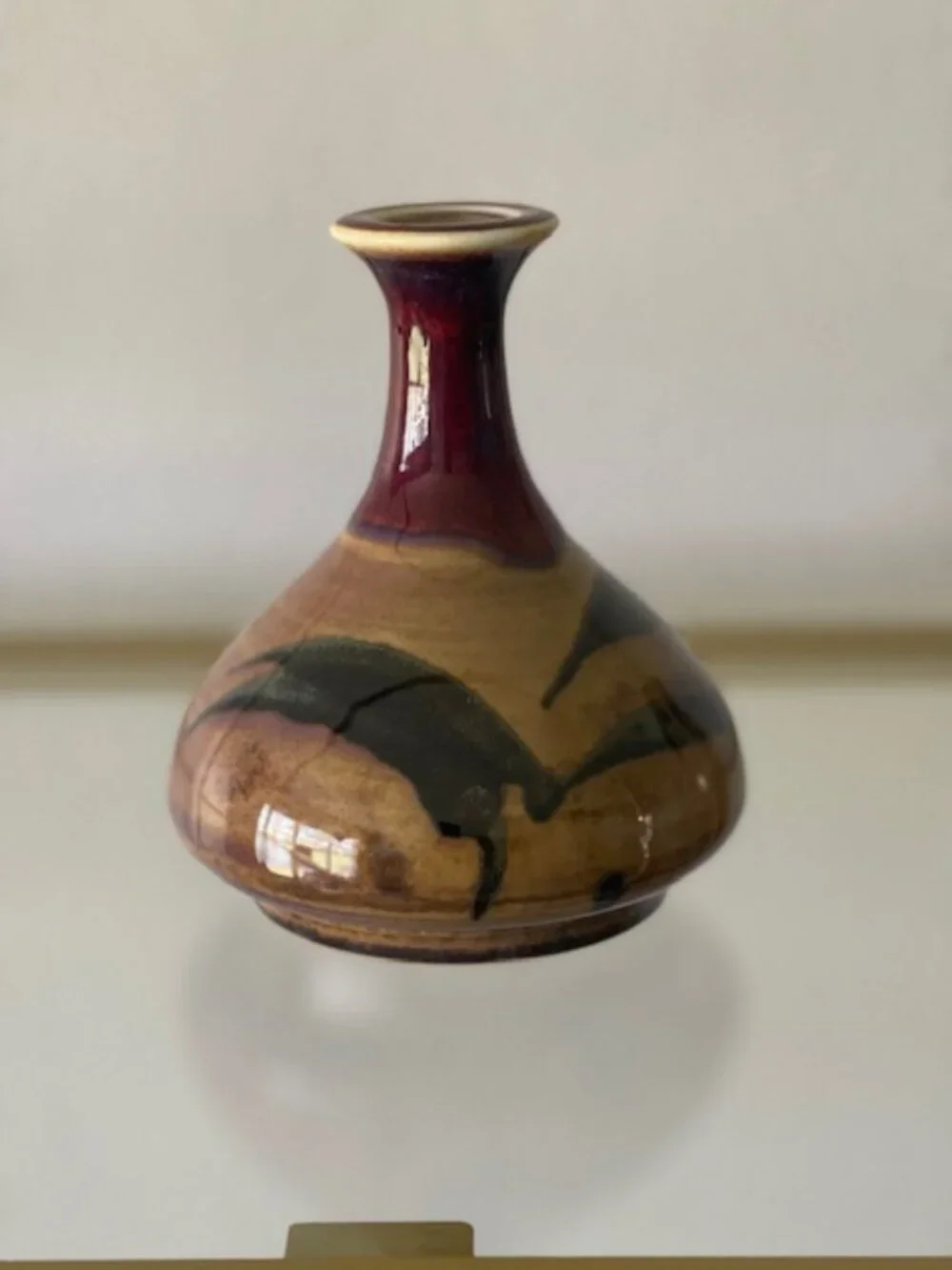 Hand-thrown Studio Art Pottery Vase Glazed Artist Signed 4-3/4